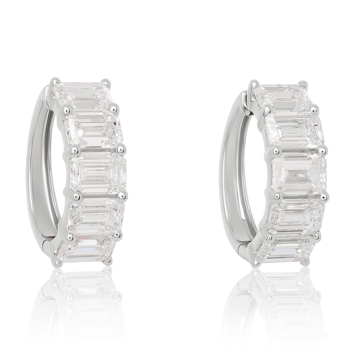 Emerald Cut Lab Diamond Hoop Earrings
