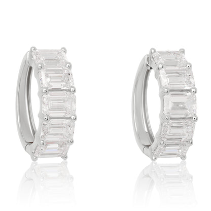 Emerald Cut Lab Diamond Hoop Earrings