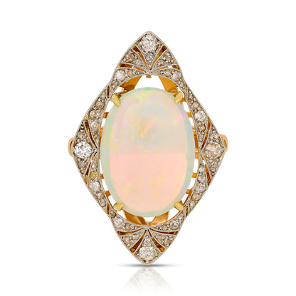 Vintage Opal and Diamond Ring
