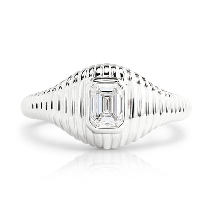 Fluted Emerald Cut Diamond Ring