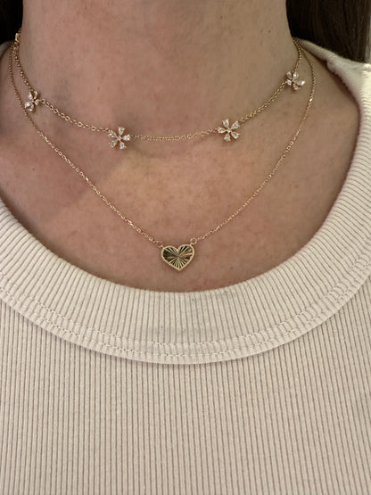 All Gold Fluted Heart Pendant