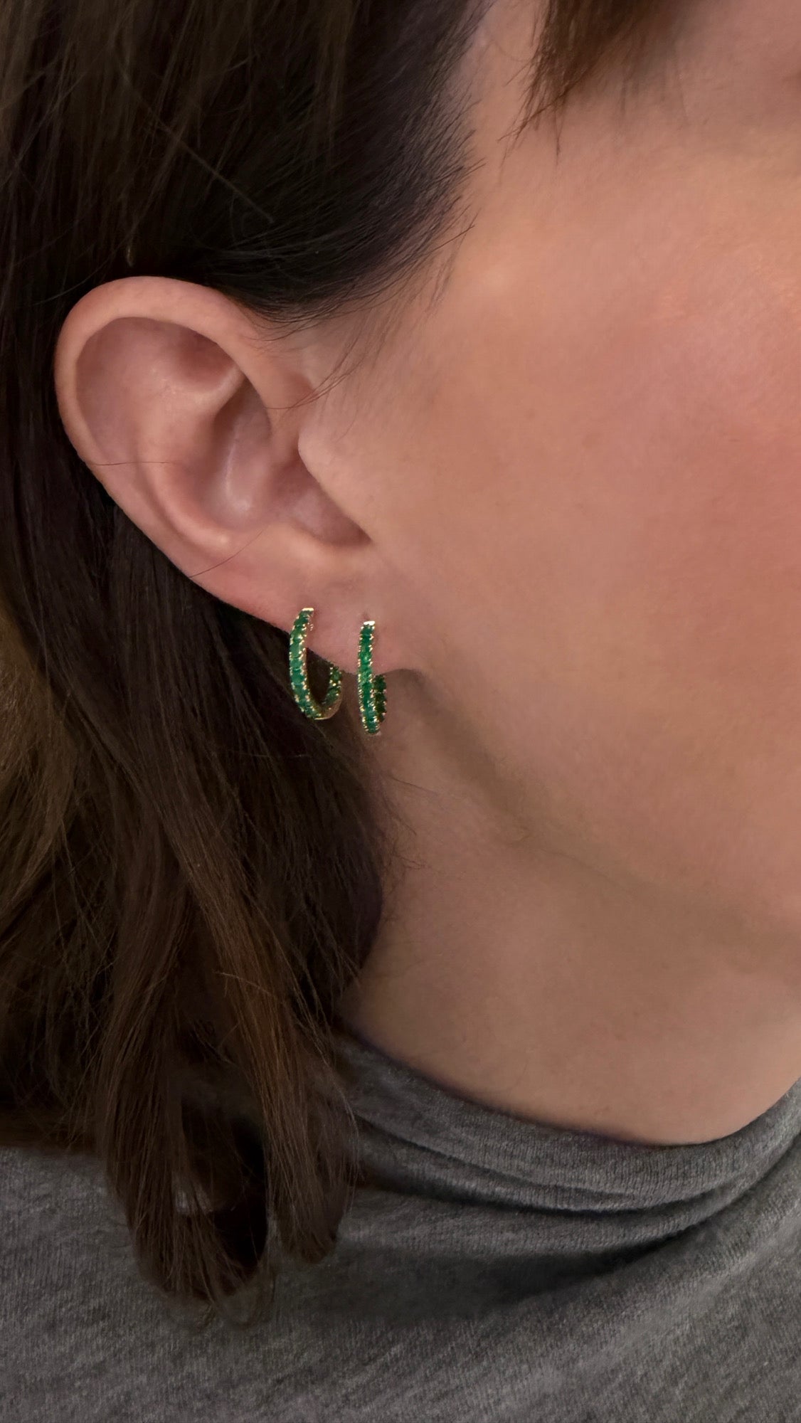 Emerald Hoop Earrings