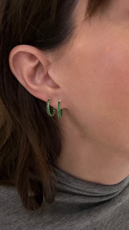 Emerald Hoop Earrings