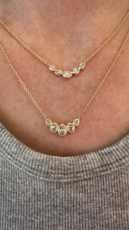 East West Bezel Set Oval Diamond Necklace