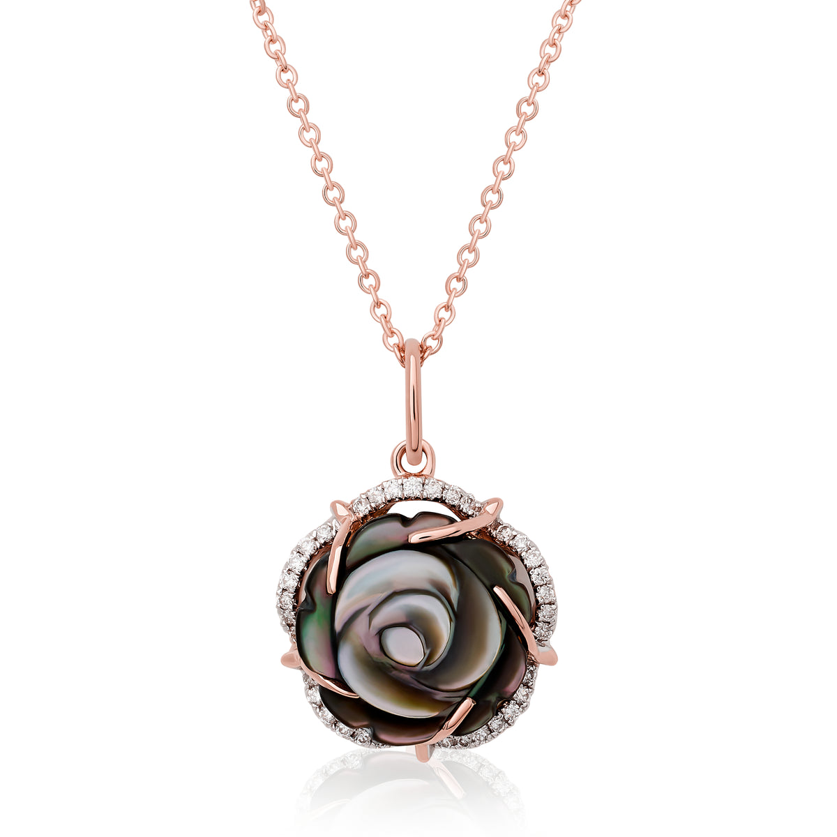 Grey Mother Of Pearl Rose Pendant