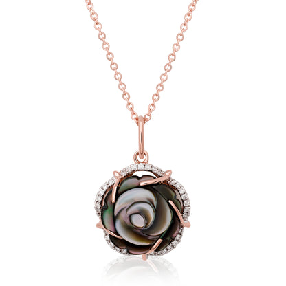Grey Mother Of Pearl Rose Pendant