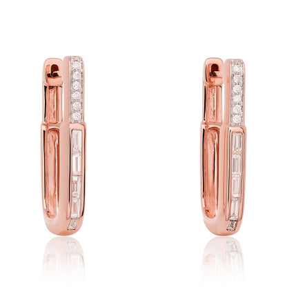 Petite Rectangular Baguette Hoop Earrings