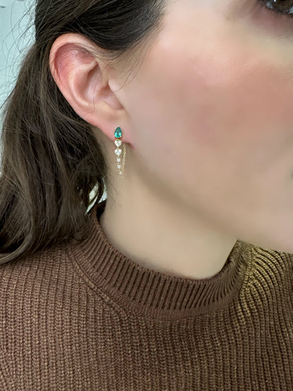 Emerald and Diamond Drop Earrings