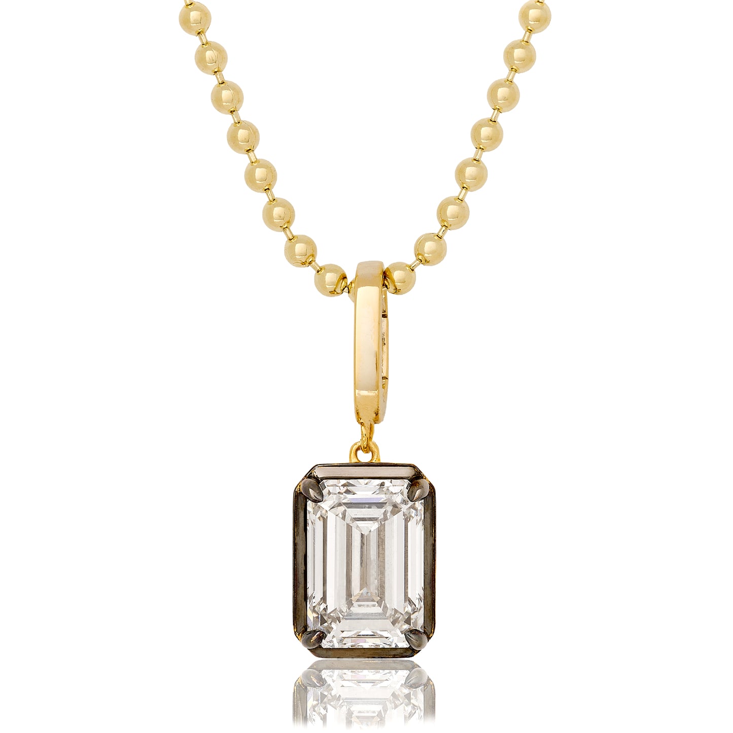 Lab Diamond Emerald Cut Button Back Pendant