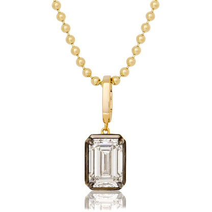 Lab Diamond Emerald Cut Button Back Pendant
