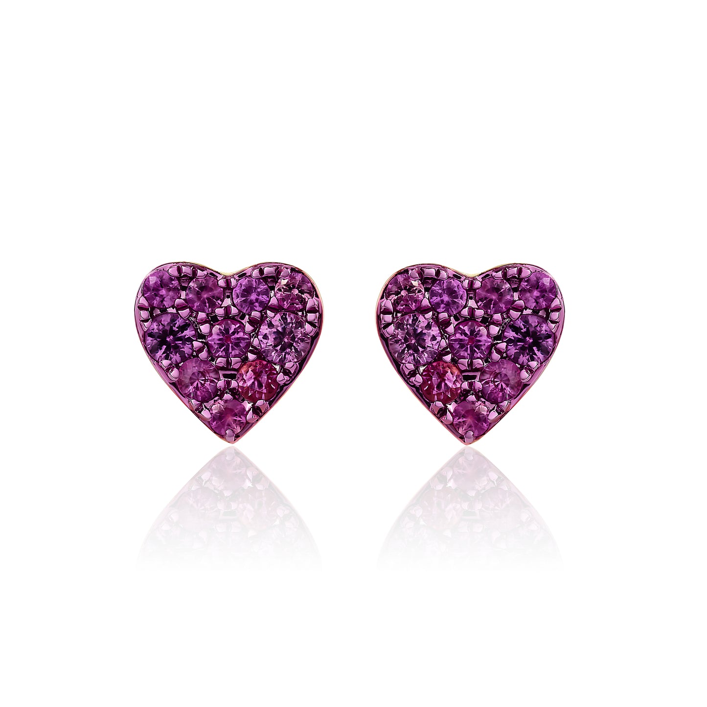 Petite Pink Sapphire Heart Stud Earrings