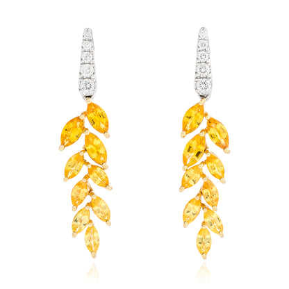 Sapphire and Diamond Leaf Earrings