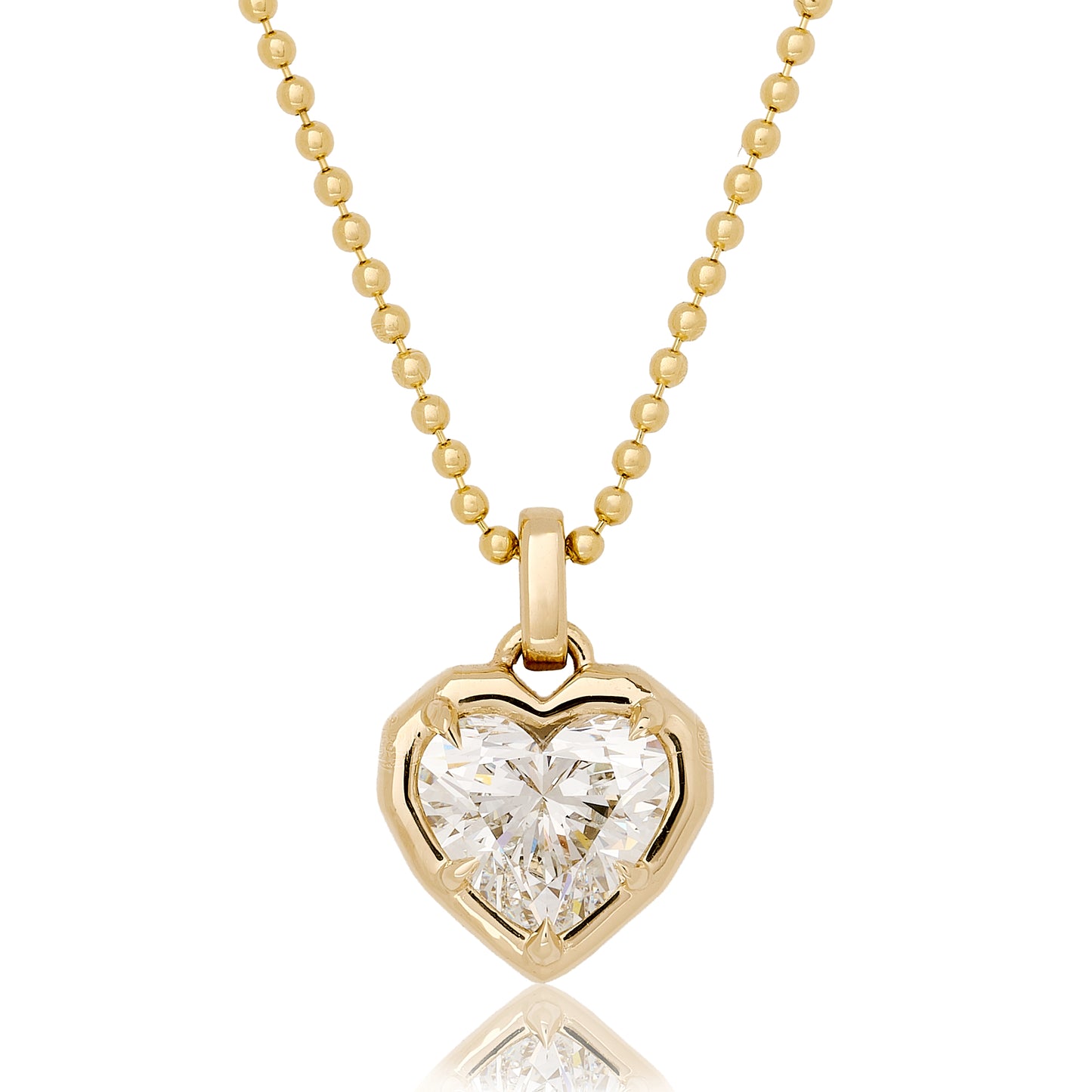 Lab Diamond Heart Button Back Pendant