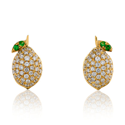 Diamond and Tsavorite Lemon Stud Earrings