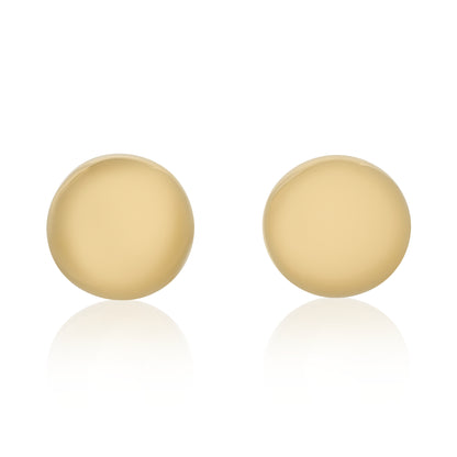 Yellow Gold Puffed Button Stud Earrings