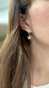 Diamond Flower Hanging Earrings - Two