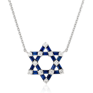 Sapphire and Diamond Star of David Pendant