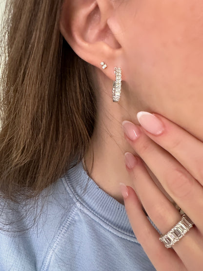 Inside and Outside Baguette Diamond Hoop Earrings