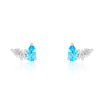 Toi Et Moi Diamond and Topaz Birthstone Stud Earrings