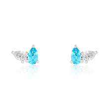 Load image into Gallery viewer, Toi Et Moi Diamond and Topaz Birthstone Stud Earrings