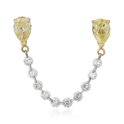 Yellow and White Diamond Floating Earring Chain