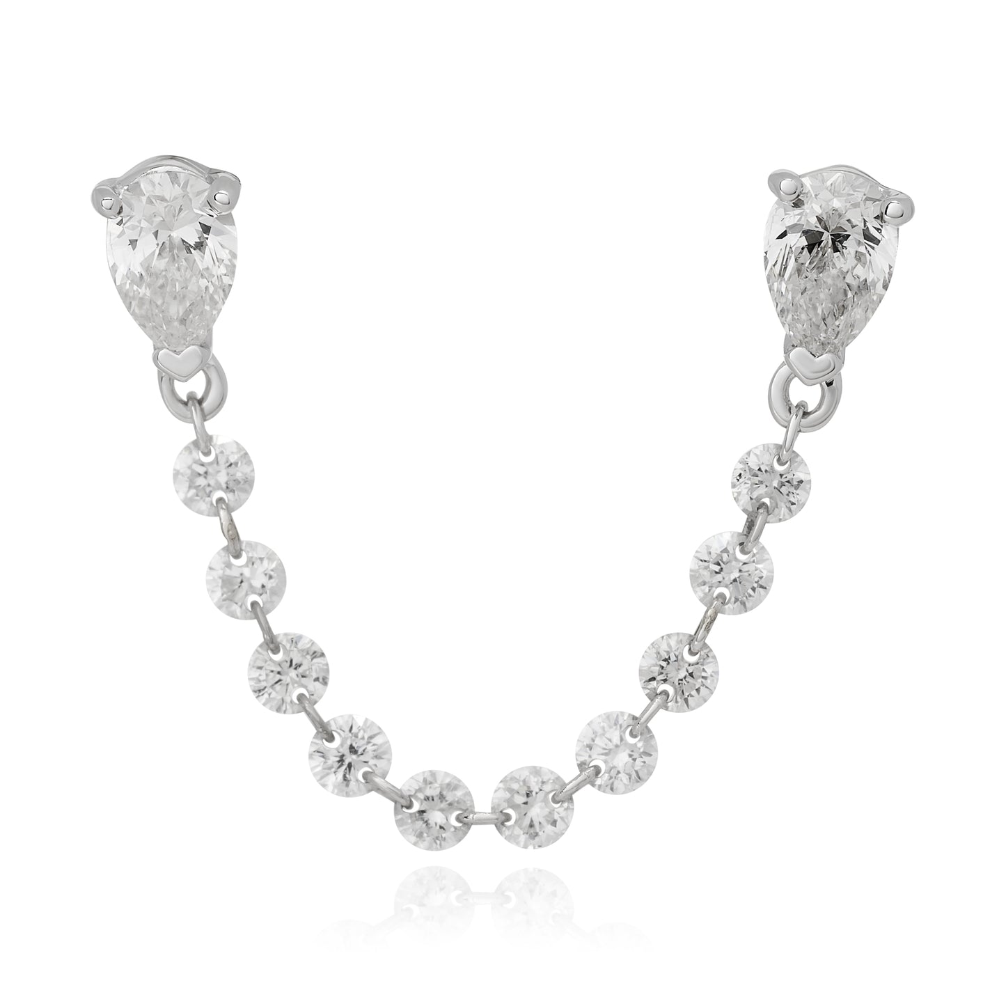 Single Row Floating Pear Diamond Earring