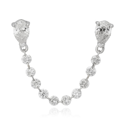 Single Row Floating Pear Diamond Earring