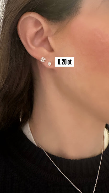 Oval Shape Diamond Flat Back Stud Earring