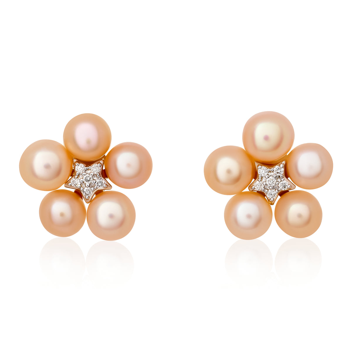 Children’s Pearl and Diamond Flower Stud Earrings
