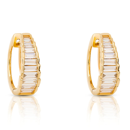 Diamond Graduated Baguette Diamond Huggie Hoops