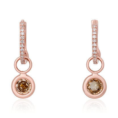 Champagne Rose Cut Diamond Circle Charms