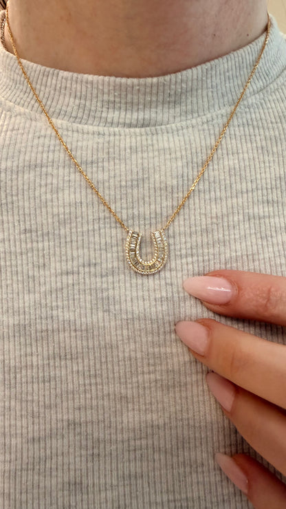 Diamond Horseshoe Pendant in Size Small