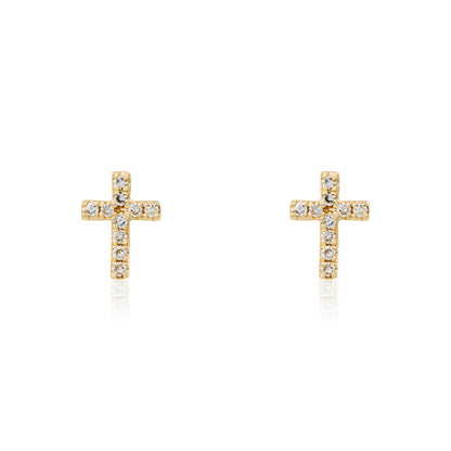 Petite Stud Diamond Cross Earrings