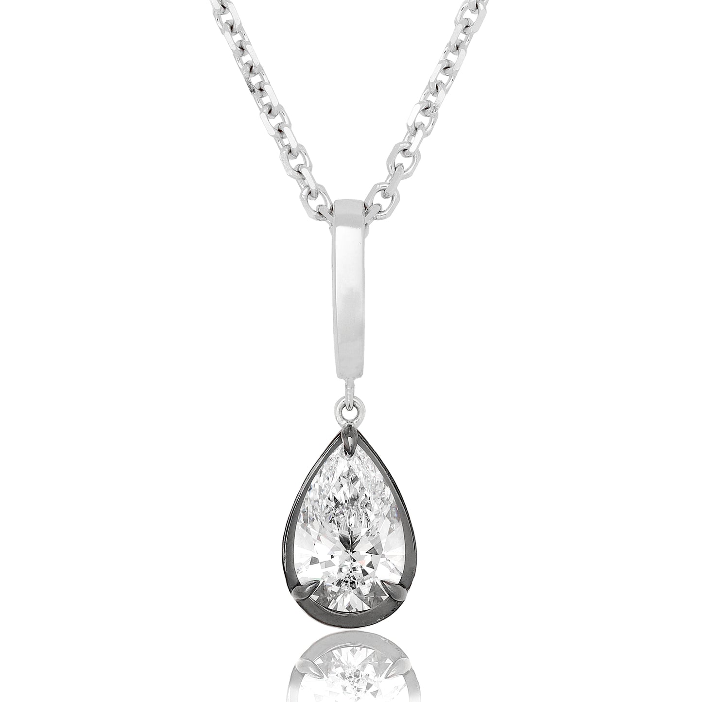 Lab Diamond Pear Shape Button Back Pendant