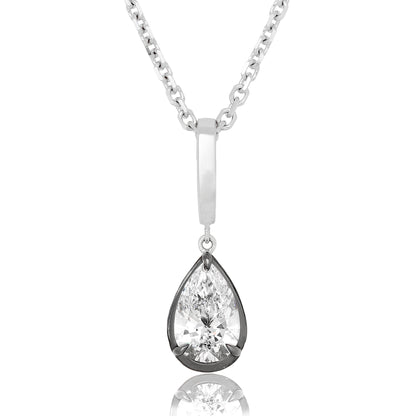 Lab Diamond Pear Shape Button Back Pendant