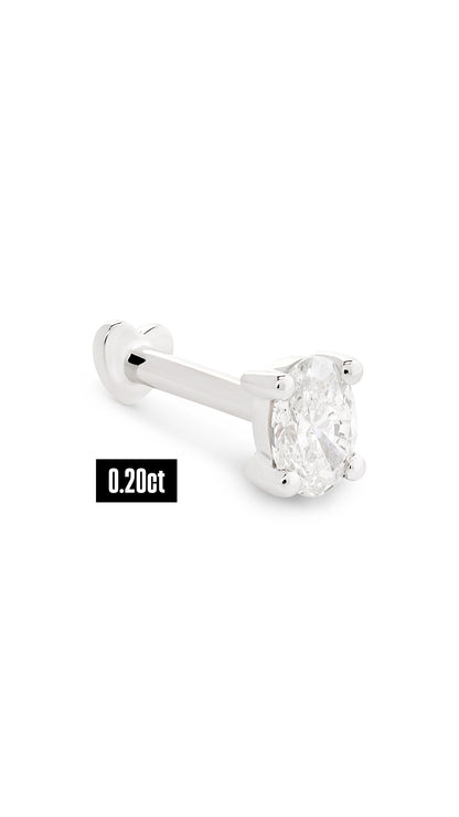 Oval Shape Diamond Flat Back Stud Earring