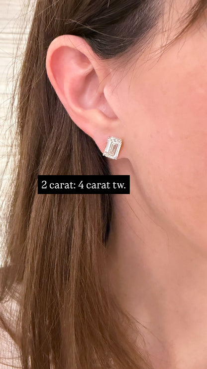 Lab Grown Emerald Cut Studs