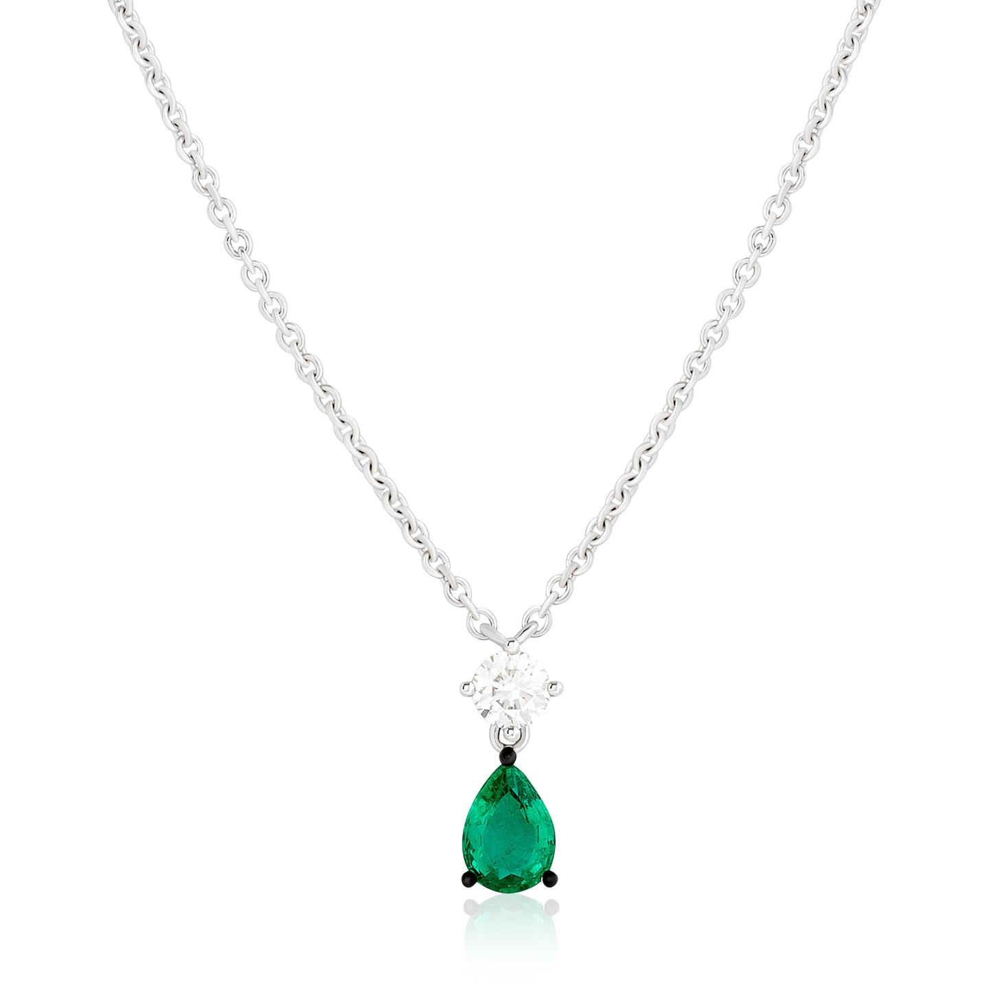 Pear Shape Green Emerald and diamond drop pendant