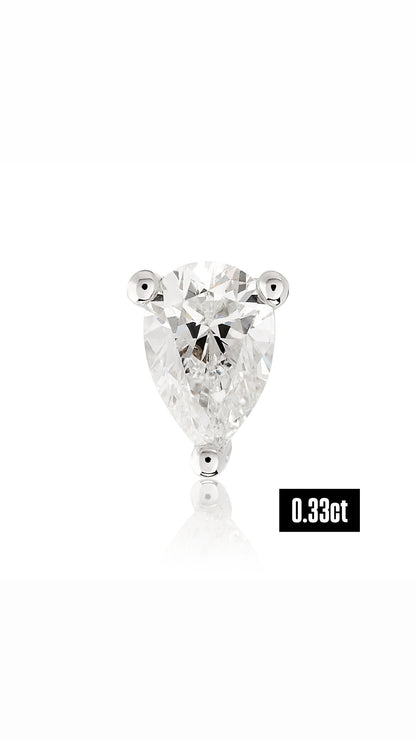 Pear Shape Diamond Flat Back Stud Earring