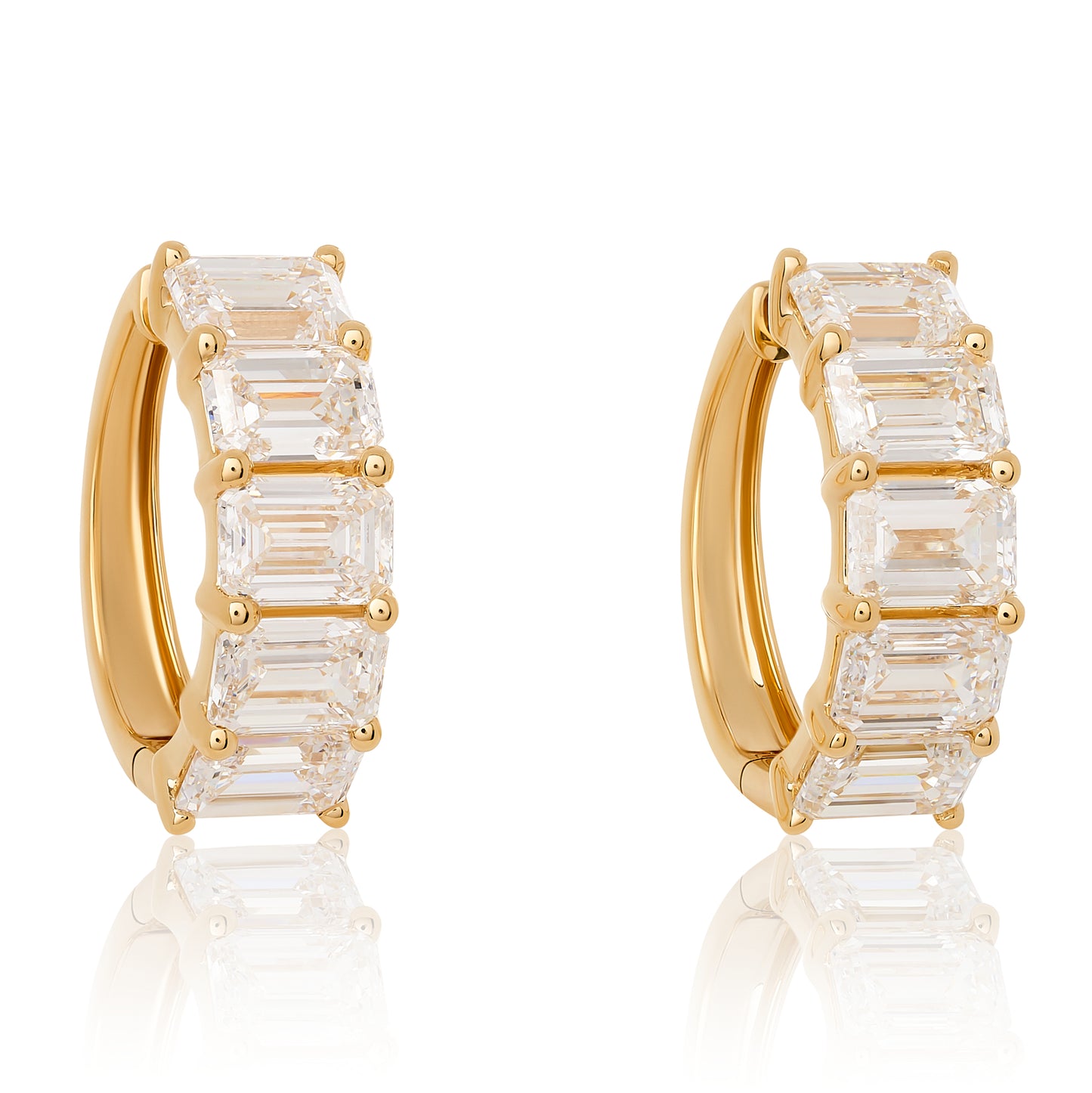 Emerald Cut Lab Diamond Hoop Earrings