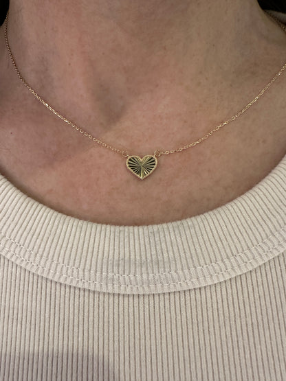 All Gold Fluted Heart Pendant
