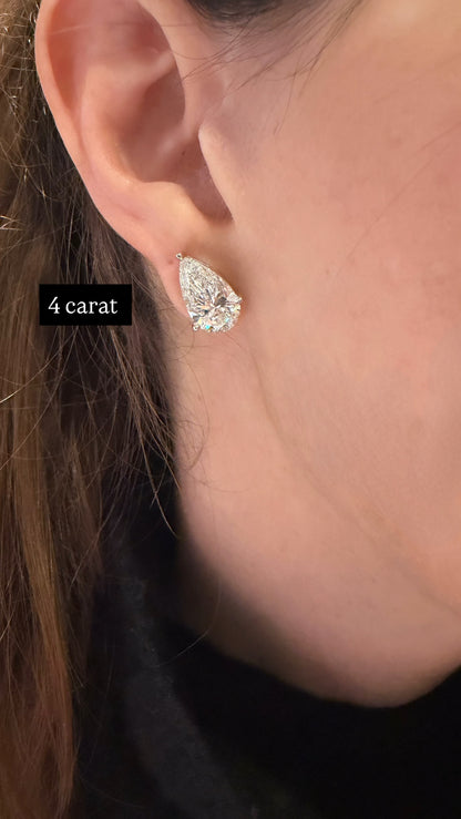 Lab Grown Pear Shape Diamond Stud Earrings