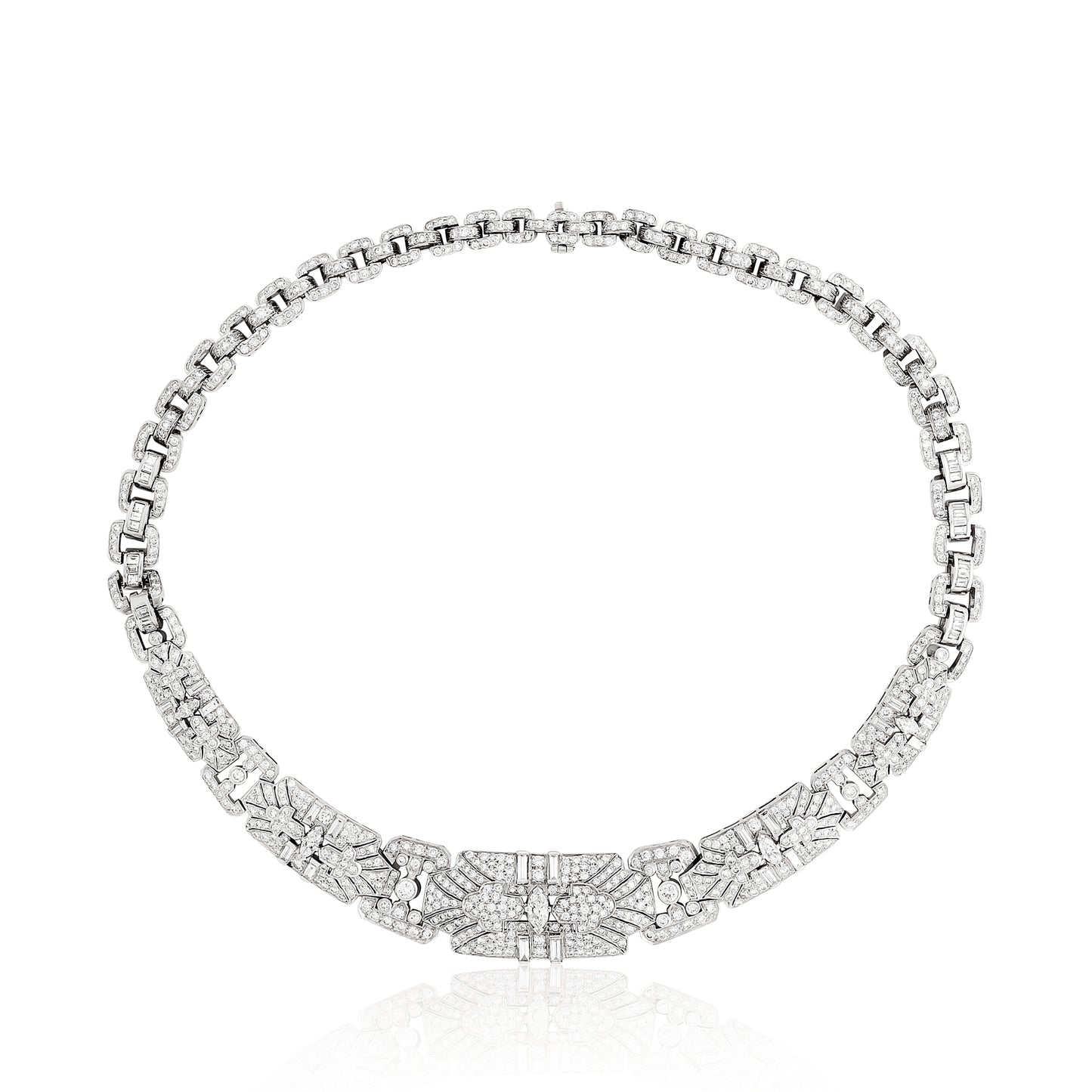 Antique Platinum Pave Set Diamond Necklace