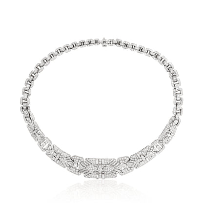Antique Platinum Pave Set Diamond Necklace