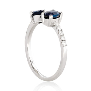 Sapphire and Diamond U Shape Ring