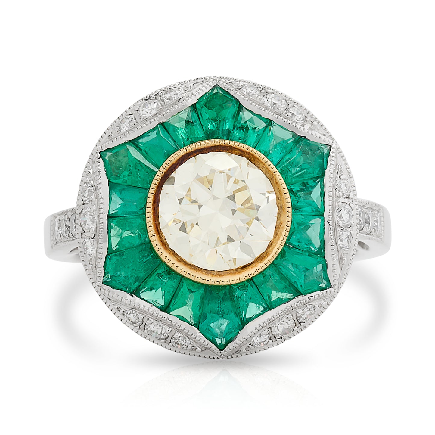 Estate Diamond and Emerald Ring