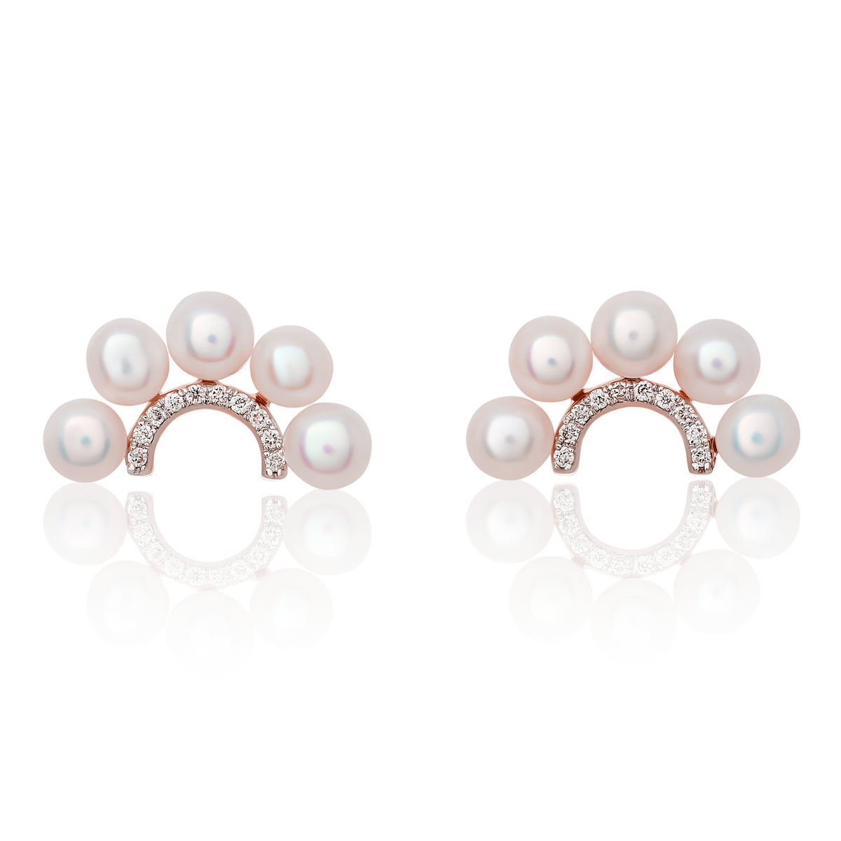 Children’s Pearl and Diamond Crescent Moon Earrings