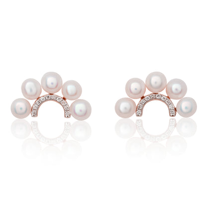 Children’s Pearl and Diamond Crescent Moon Earrings
