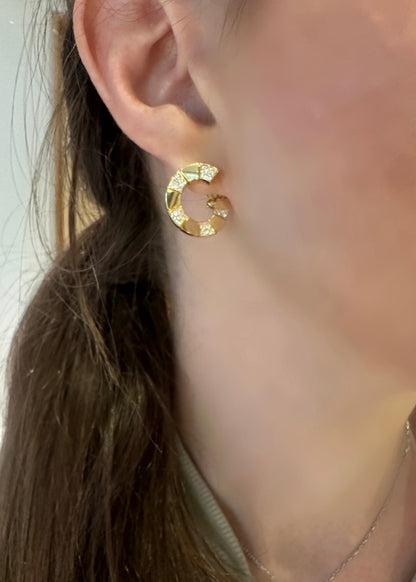 Diamond Circle Curve Earrings