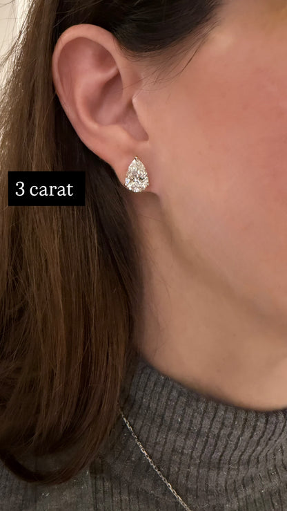 Lab Grown Pear Shape Diamond Stud Earrings